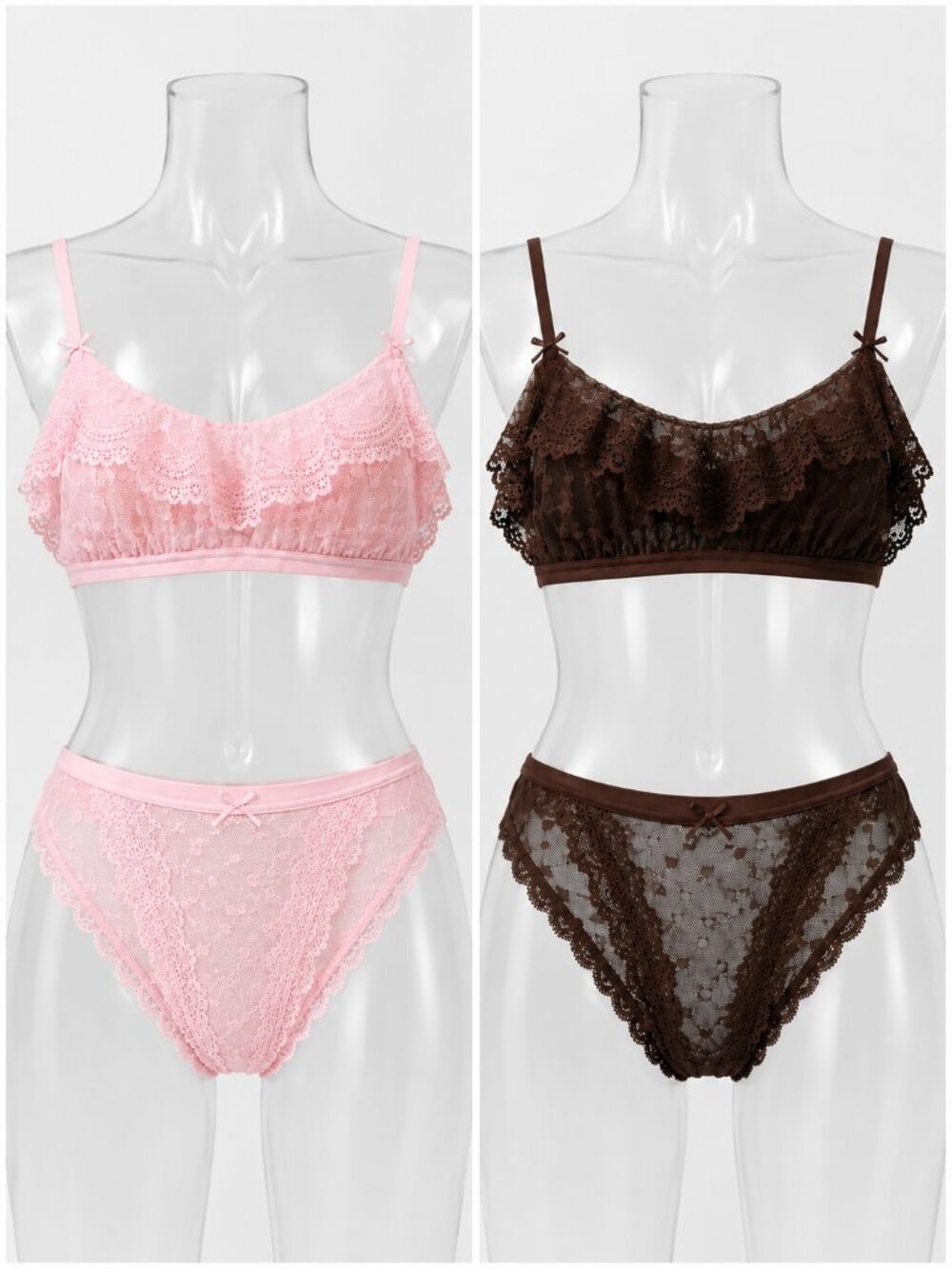 Wild Fable Lace Mesh Lingerie Set Bundle XL Pink Brown 2‎ Pack NWT